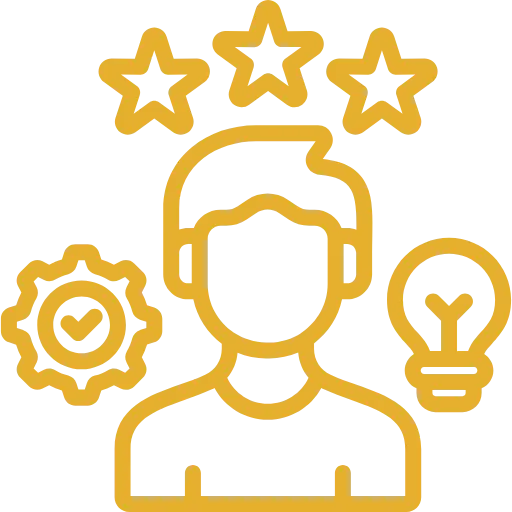 Zufriedener Kunde Icon mit Sternen über Kopf