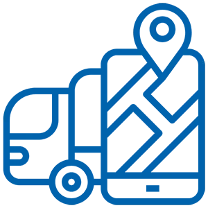 LKW Icon mit GPS Standort auf Handy