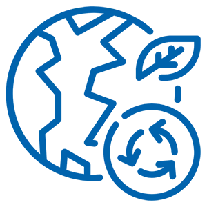 Globe Icon mit Zeichen für Nachhaltig dabei