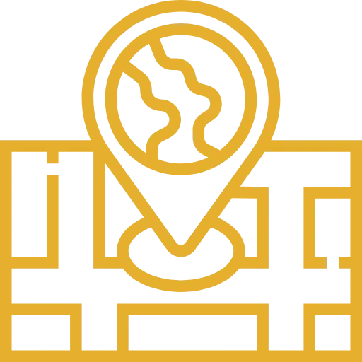 Icon mit dem eine Karte mit einem Marker darauf dargestellt wird